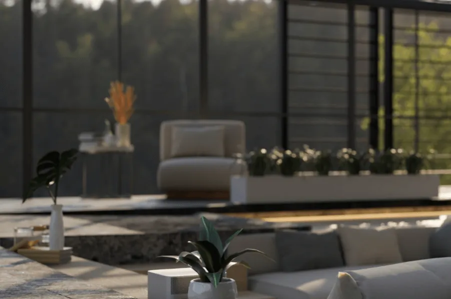Sunken living room in the living area