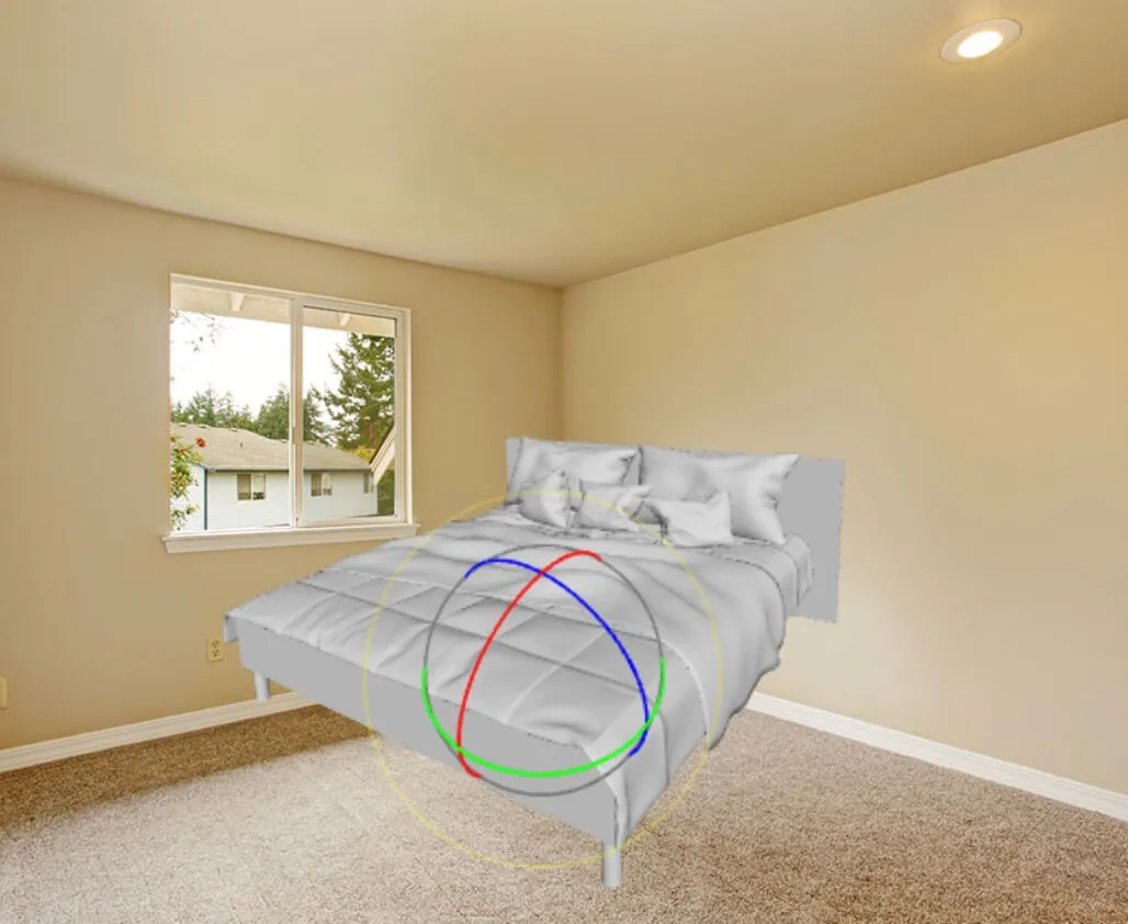 Girar objeto 3D para encenação virtual de casa – Captura de tela do software Pedra