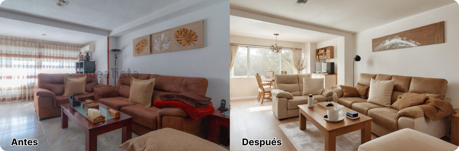 Home Staging Ejemplo: Salón antes y después