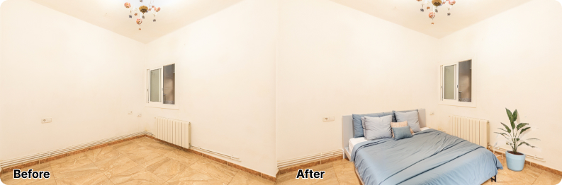 Home Staging Example: Bedroom Before and After