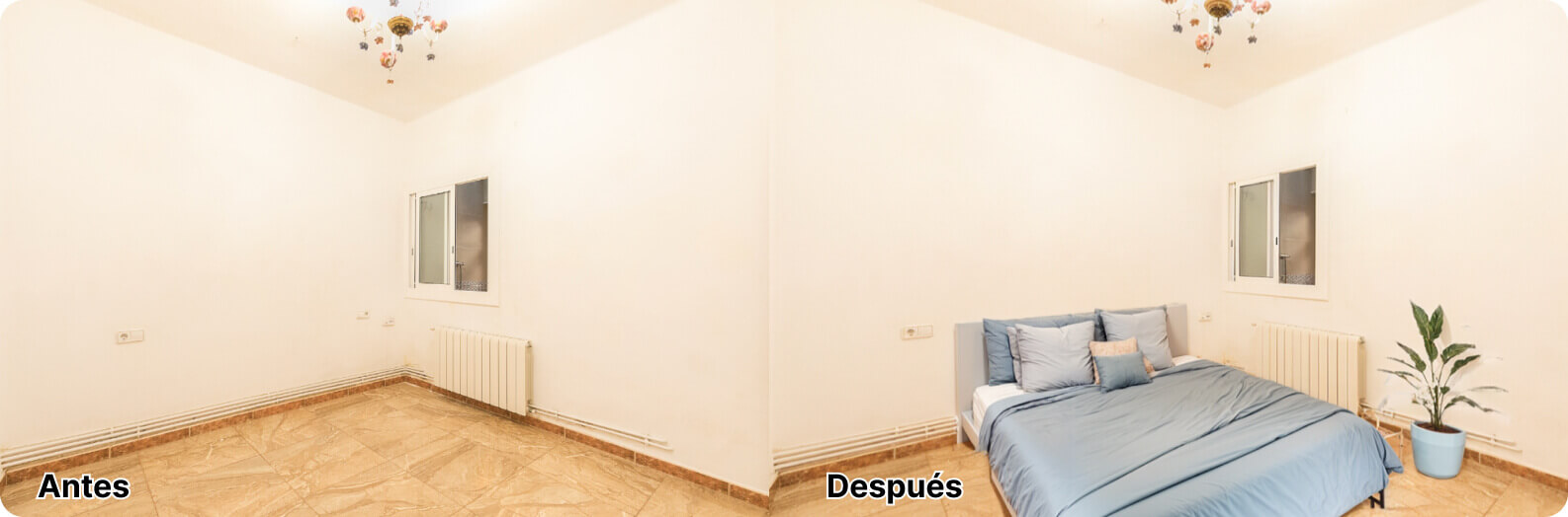 Home Staging Ejemplo: Dormitorio antes y después