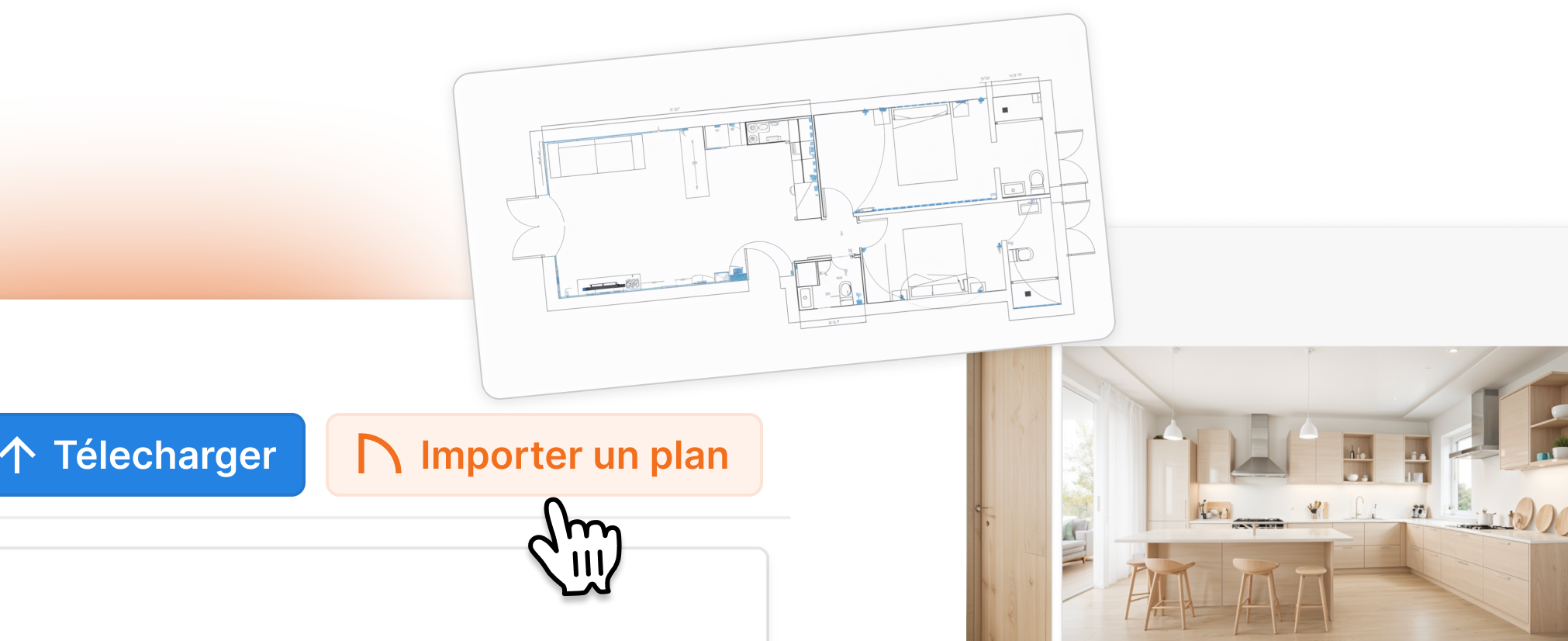 Outils de home staging virtuel avec IA, rendus de plans - Capture d'écran du logiciel