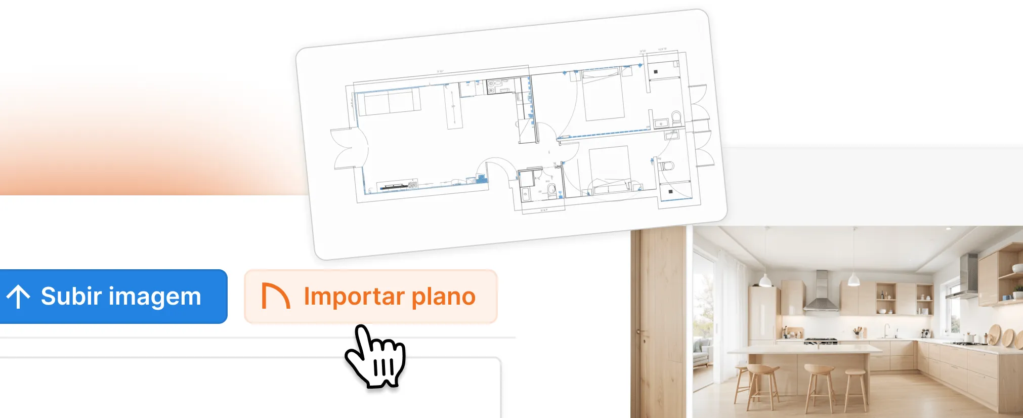 Ferramenta de home staging virtual com IA, renders de plantas – Captura de tela do software