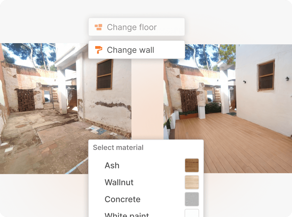 Virtual floor change tool using virtual home staging