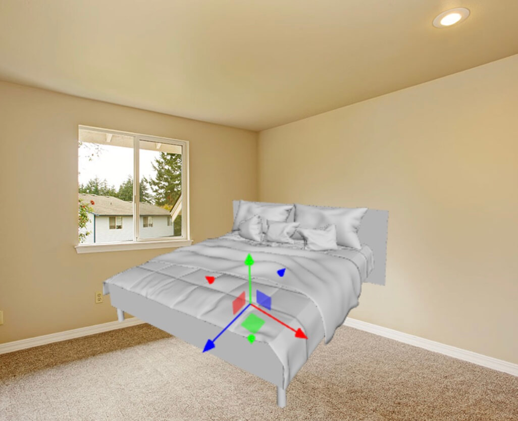 Change position of 3D object for virtual home staging – Screenshot from Pedra software