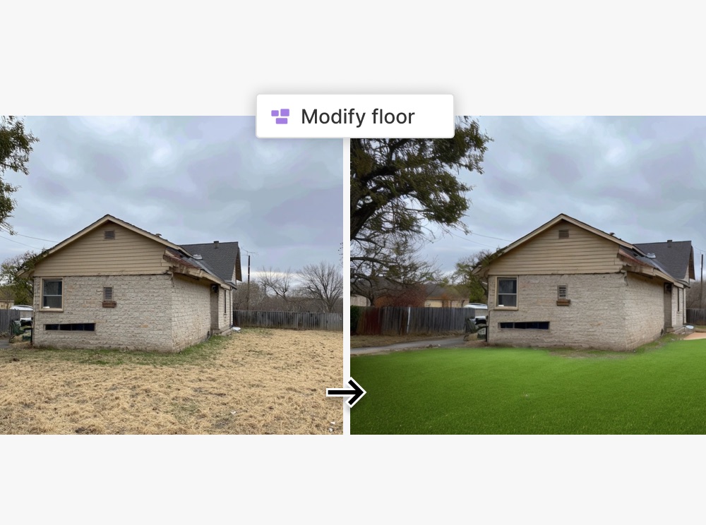 Tool for changing walls and floors via AI renders